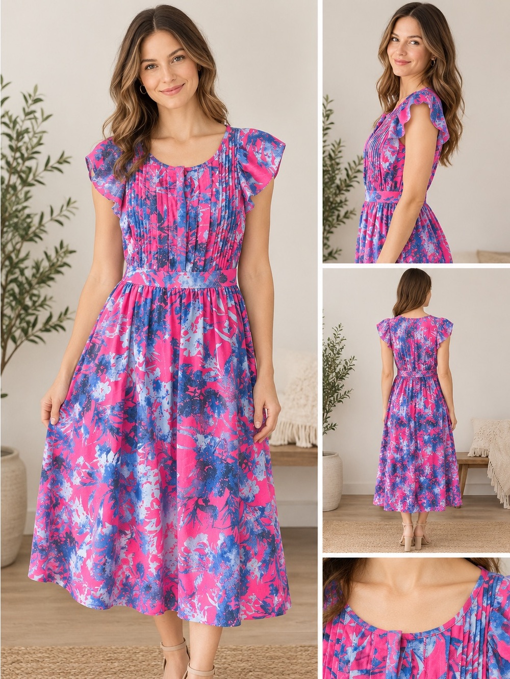 Banana Republic Abstract Print Midi Dress Size 2 Like New